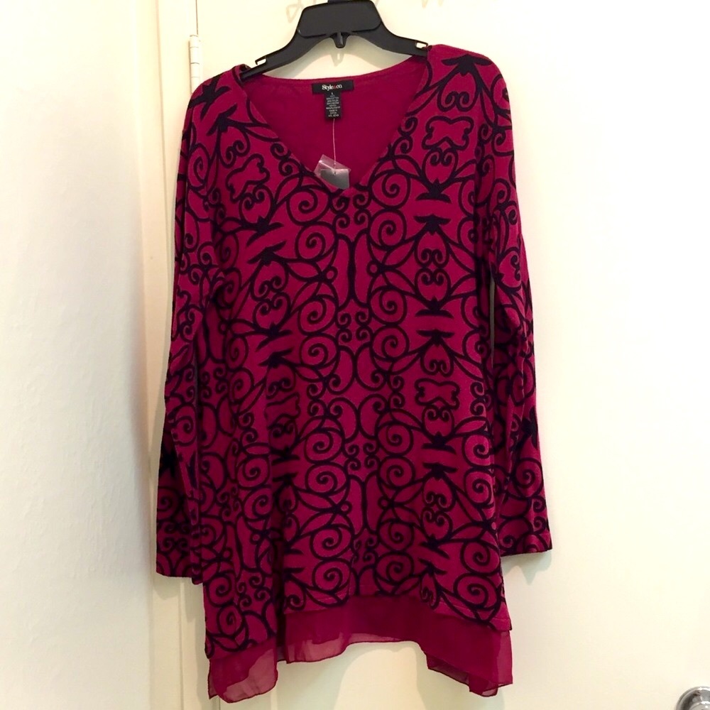 Style & Co. Long Sleeve Knit Tunic Size Lg